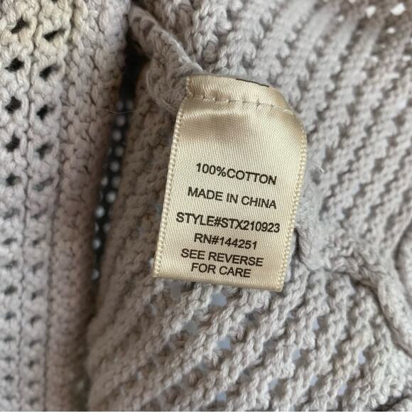 Joie Open Weave Crochet Knit Cardigan Sweater In Gray Women’s Size Medium - Picture 7 of 9